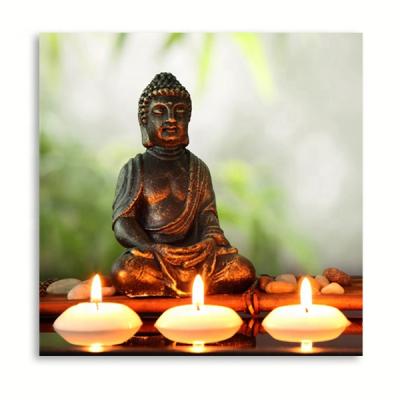 China Modern Antique Buddhist Wall Art LED Lights Buddha Statue Canvas Print for Home Decor for sale