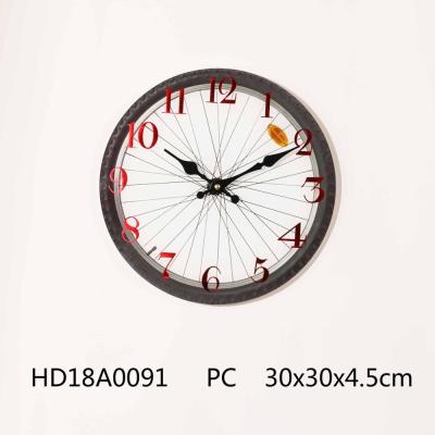 China 12 Inch Style Car Wheel Clock Tire Shape Case Antique Glass Wall Clock for sale