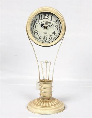 China Light Bulb Home Decoration Metal Desk White Home Decorative Clock for sale
