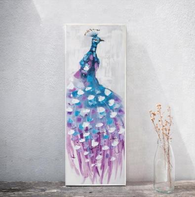 China Subtract 40X120cm Antique Canvas Decorative Animal Motivational Peacock Art Painting for sale