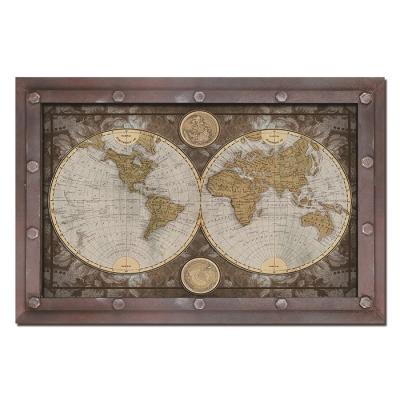 China Customized World Map Style MDF Wall Art Decorative MDF Board Print Wall Art for sale
