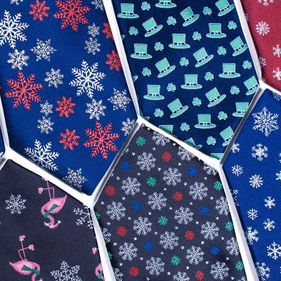 China Custom Polyester Christmas Trees Designs Gift Box Polyester Mens Ties Novelty Ties Fashion Ties for sale