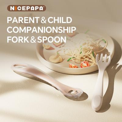 China 2-In-1 Baby Spoon And Fork Baby stuff Parent&Child Companionship Fork&Spoon Baby Feeding Kit for sale