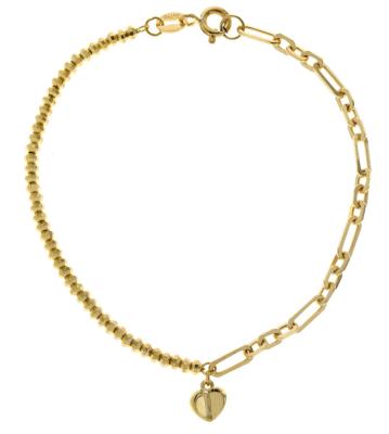 China Low Price Fashionable High Quality Women's 18K Paper Clip Beads Heart Bracelets Chain Jewelry for sale