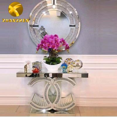 China Entryway console table modern stainless steel furniture convertible modern console table with console mirror marble top table CT100 for sale