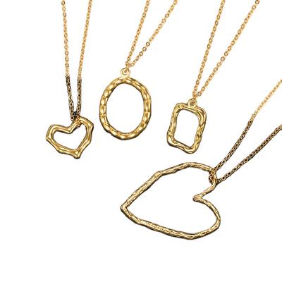 China TRENDY Vintage Heart Rectangle Circle Necklace Stainless Steel Bamboo Open Charms For Woman Jewelry Making for sale