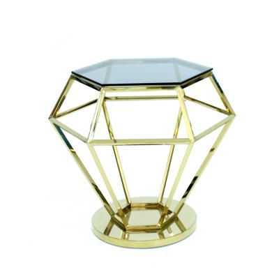 China Modern Sleek Metal Basket Furniture Living Room Reception Hexagon High Gloss End Table Small Squares Pet Cages Modern Contemporary for sale