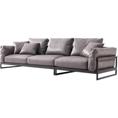 China Other Modern Design Iron Man Minimalist Style Comfortable Living Room Sofa Free Combination Straight Row Leather Sofa for sale