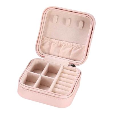 China Portable Jewelry Storage Travel Leather Jewelry Box Organizer Case Women Girls Girls Gifts Display Earrings Ring Necklace Jewelery Zipper Storage for sale