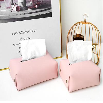 China Box Office Bathroom Tissue Tube Toilet Paper Luxury Vintage PU Leather Tissue Box for sale