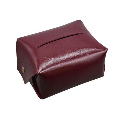 China Vintage Baby Fancy Tissue Box Office Soft Leather Cosmetic Box Lid for sale