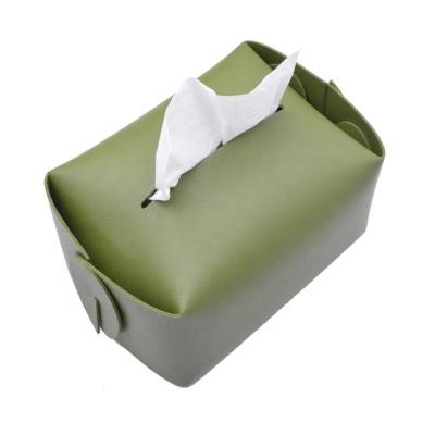 China Custom Facial Tissue Box Vintage PU Holder Container Car Leather Tissue Paper Box for sale