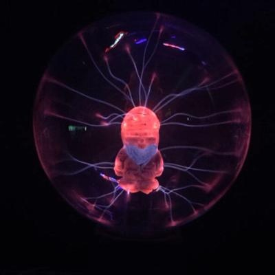 China Santa Claus Design Christmas Decoration Santa Claus Handicrafts 6 Inch Plasma Magic Ball Plasma Glass Light Ball for sale