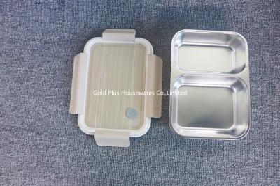 China Kitchenware food grade 2 or 3 compartment food container stainless steel double layer leakproof bento box for sale
