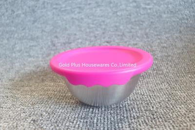 China 12,14,16,18cm OEM pink salad bowls set with leakproof lid stainless steel mixing salad bowls set for sale