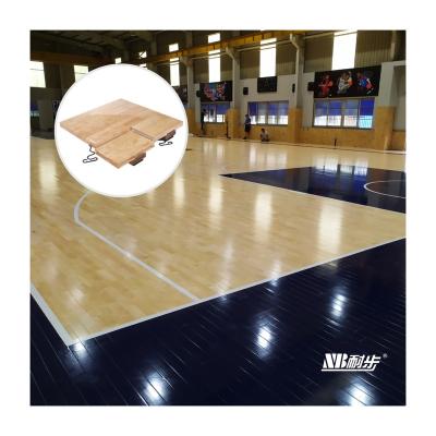 China Indoor sports court flooring factory direct supply interlocking sports flooring FIBA portable basketball rubber wood flooring for sale