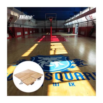 China Easy Portable Indoor Sports Court Flooring FIBA Sports Flooring Ping Pong Rubberwood Non-Slip Wooden Flooring for sale