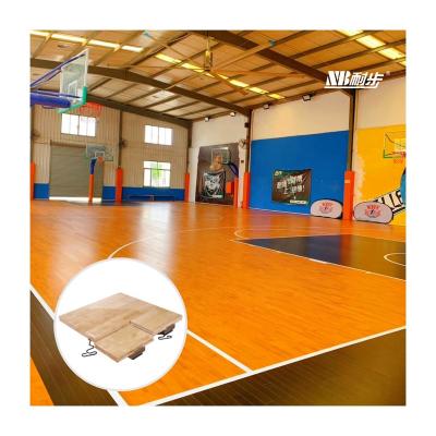 China Portable Indoor Sports Court Flooring 95 FIBA Futsal Flooring Gloss Lacquered Sports Flooring Maple Wood Flooring for sale
