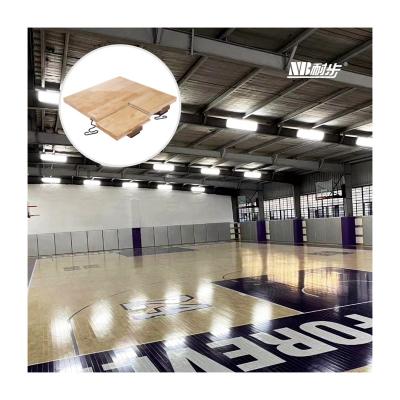 China Indoor Sports Court Flooring FIBA Rubberwood Sport Wood Floor Varnish Portable Interlocking Basketball High Gloss Flooring for sale