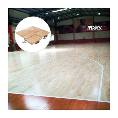 China Portable Indoor Sports Court Flooring FIBA 95 Lacquer Varnish Wooden Sports Ball Bounce Floor Rubberwood Flooring for sale