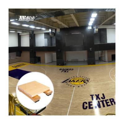 China Indoor Sports Court Flooring Shock Pad Underlay FIBA Futsal Court Wooden Flooring Fixed Sports Maple Anti-Slip Flooring for sale