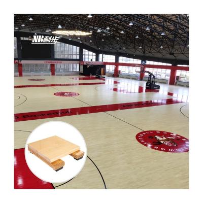 China Indoor sports court moisture-proof FIBA flooring fixed sports flooring LVL larch lacquer varnish maple wood flooring for sale