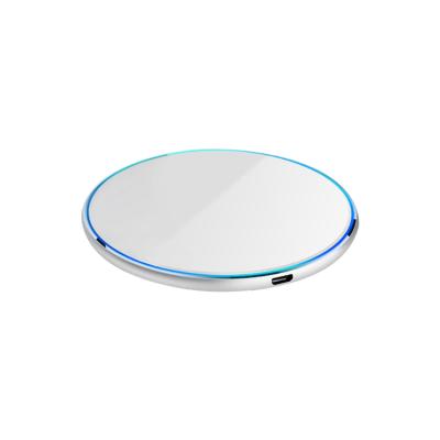 China Aluminum Phone Charger Qi Certificated Pad Wireless Charging Fast Wireless Charger Compatible For Iphone for sale
