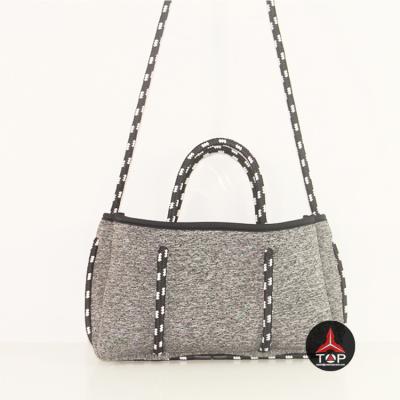 China Girls Fashion Large Perforated Neoprene Custom Reusable Beach Bag Shopping Shoulder Bag For Daily Life for sale