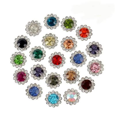 China Best Selling 12mm Shiny Glass Rhinestones Crystal Gold Base Sew On Flat Back Claw Rhinestone Sun Flower Glass Rhinestones for sale