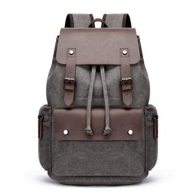 China Large capacity anti-theft casual men's canvas bag travel drawstring management computer backpack men's mlitifunction students backpack for sale