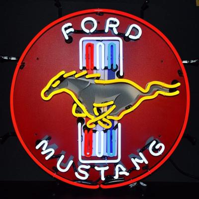 China 24X24 avança a luz de vidro real feito a mão do clube do bar da barra da cerveja do sinal de néon de “Ford Mustang” para a decoração da parede da casa do quarto à venda