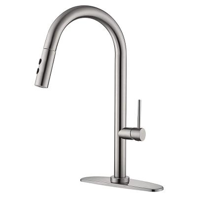 China Thermostatic Faucets Wholesale Single Handle Pull Out SUS 304 SUS304 Cold Water Mixer Stainless Steel Pull Down Kitchen Faucet for sale