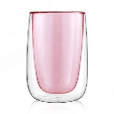 China Viable Colorful Tea Borosilicate Glass Tea Coffee Mug, Insulated Double Walled Glass Tea Espresso Coffee Mug for sale