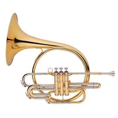 China Gold Lacquer Cupronickel 3 Piston Valve Marching French Horn Tone Bb TDMF9636 for sale