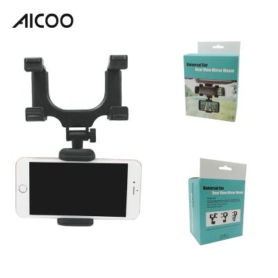 China Hot Selling Eco-friendly Universal Car Rearview Mirror Mobile Phone Mount Bracket Adjustable Car Phone Holder With Retail Package for sale