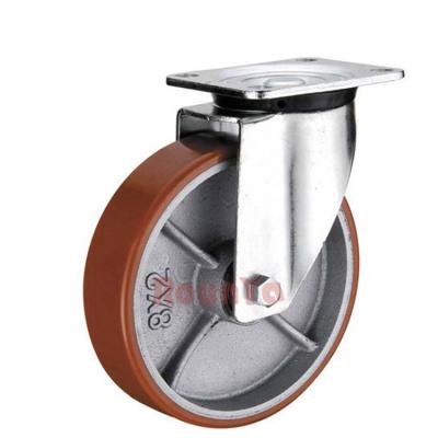 China Heavy Duty Cast Iron Flat Free Swivel Polyurethane European Type Casters for sale
