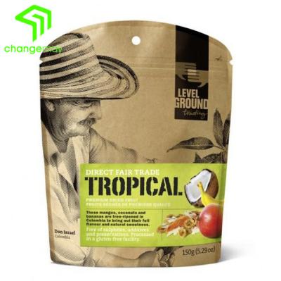 China Kraft Paper Moisture Proof Natural Stand Up Zipper Pouch Kraft Paper Coffee Packaging Bags for sale