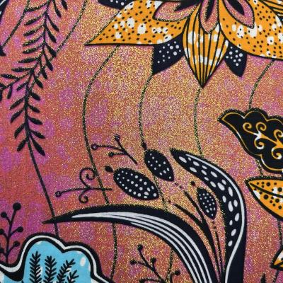 China 2022 Real Real Gold Glitter Wax Print Fabrics African Print Fabrics Large Luxury Anti-static Wax Prints Fabric for sale