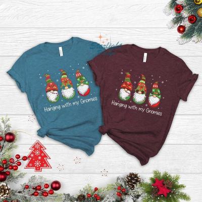 China Wholesale Anti-Wrinkle Women T-shirt Woman Christmas Vintage Aesthetic Graphic Tees Custom Printed T-shirt Cotton T-shirt for sale