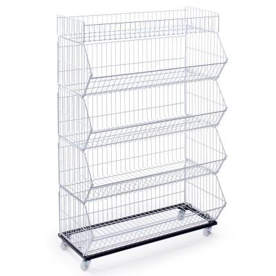 China Single Sided 5 Tier Basket Storage Wire Shelving For Supermarket And Shops for sale