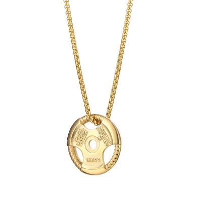 China Hiphop Fitness Gym Sports Dumbbell Weight Lifters Barbell Box Chain Stainless Steel Jewelry Pendant Necklace for sale