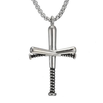 China Religious American Hot Sales Gold Plated Baseball Bat Cross Necklaces Inspired Jewelry for sale