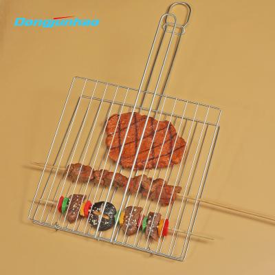 China Easily Cleaned BBQ Grill Accessories Welded Portable Grilling Basket for Outdoor Grilled Steak, Chops, Kebab, Seafood for sale