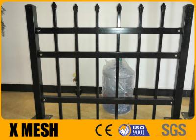 China Ornamental 3 Rail Black Metal Fence Panels 16 Gauge 60 Inches for sale