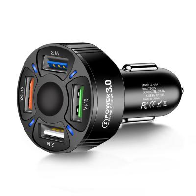 China Speed Universal 4USB Car Fast Charging Charger For Phone Quick Charge QC3.0 Fast Charging In Car 4 Port USB Phone Charger Adapter For iPhone Motorcycle for sale