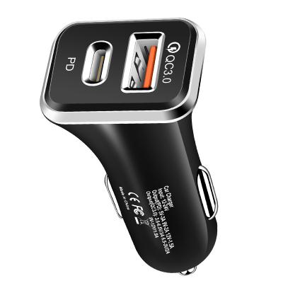 China New 18w 12W Speed Car Charger PD+USB Car Phone Charger 3.1A QC3.0 Dual Port Fast Charging Dual Port Charger for sale