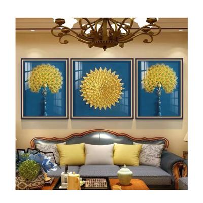China Modern Online Wholesale Modern Online Wholesale High Quality Sofa Background Wall Gold Foil Light Luxury Painting for sale