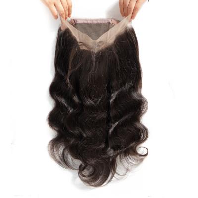 China Can be colored and wholesale cheap 100% hair changed factory price design 360 lace frontal closure 360 lace closure body wave closure with baby hair for sale
