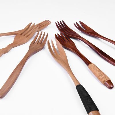 China 2020 High Quality Fashionable Wooden Spoon Fork Kitchen Cookware Viable Tools Soup-teaspoon Tableware Forks for sale