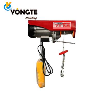 China Construction works Mini Electric Hoist 500KG Wire Rope 12M 20M Electric Rope Hoist for sale